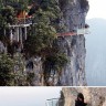 Тропа веры - дорога построенная на 1430-метровой горе Тяньмэнь в Китае и выполненная из прозрачного стекла.